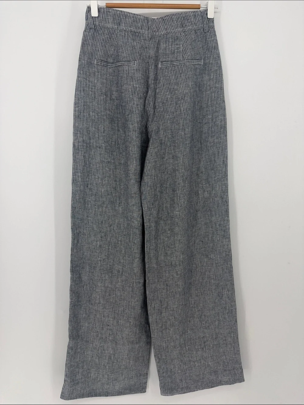 NWT Everlane 100% Linen Wide Leg Trouser Pants Pinstripe Size 0